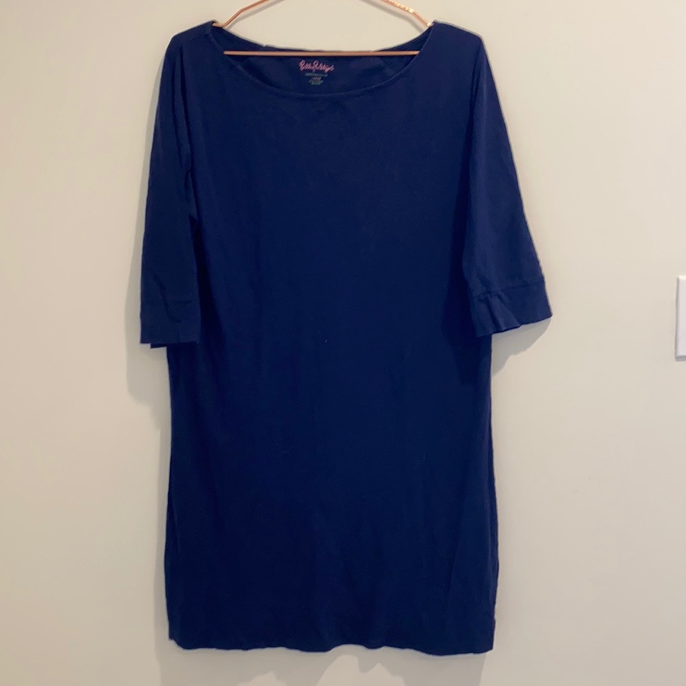 Lilly Pulitzer navy blue cotton dress L